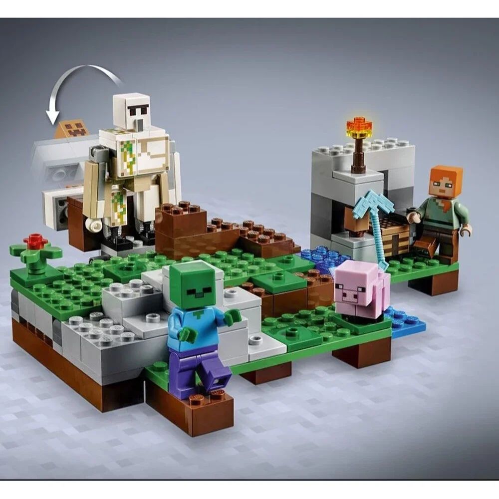 LEGO Minecraft The Iron Golem Complete set box instruction manual 21123 retired